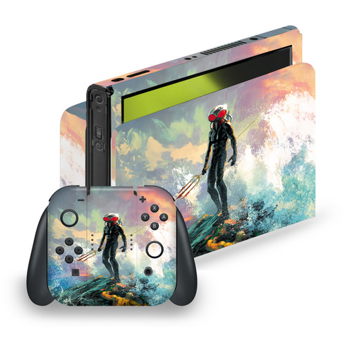 Aquaman DC Comics Comic Book Cover Black Manta Painting Vinyl Sticker Skin Decal Cover for Nintendo Switch OLED Bundle