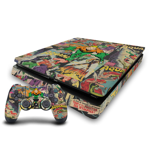 Aquaman DC Comics Comic Book Cover Character Collage Vinyl Sticker Skin Decal Cover for Sony PS4 Slim Console & Controller