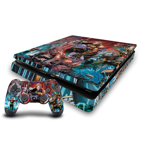 Aquaman DC Comics Comic Book Cover Collage Vinyl Sticker Skin Decal Cover for Sony PS4 Slim Console & Controller