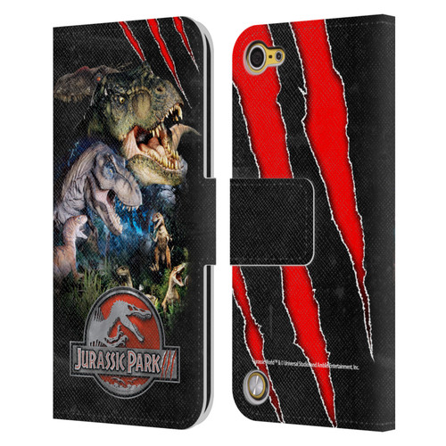 Jurassic Park III Key Art Dinosaurs Leather Book Wallet Case Cover For Apple iPod Touch 5G 5th Gen