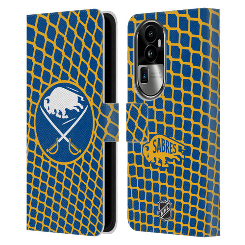 NHL Buffalo Sabres Net Pattern Leather Book Wallet Case Cover For OPPO Reno10 Pro+