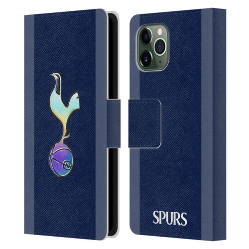Tottenham Hotspur F.C. 2023/24 Badge Dark Blue and Purple Leather Book Wallet Case Cover For Apple iPhone 11 Pro