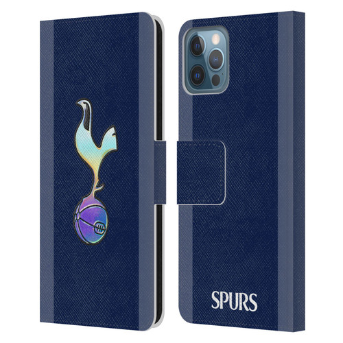 Tottenham Hotspur F.C. 2023/24 Badge Dark Blue and Purple Leather Book Wallet Case Cover For Apple iPhone 12 / iPhone 12 Pro