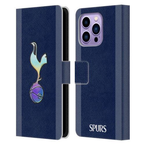 Tottenham Hotspur F.C. 2023/24 Badge Dark Blue and Purple Leather Book Wallet Case Cover For Apple iPhone 14 Pro Max