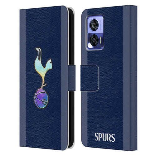 Tottenham Hotspur F.C. 2023/24 Badge Dark Blue and Purple Leather Book Wallet Case Cover For Motorola Edge 30 Neo 5G