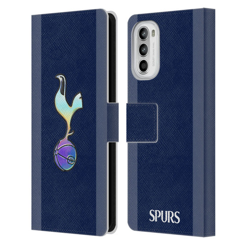 Tottenham Hotspur F.C. 2023/24 Badge Dark Blue and Purple Leather Book Wallet Case Cover For Motorola Moto G52