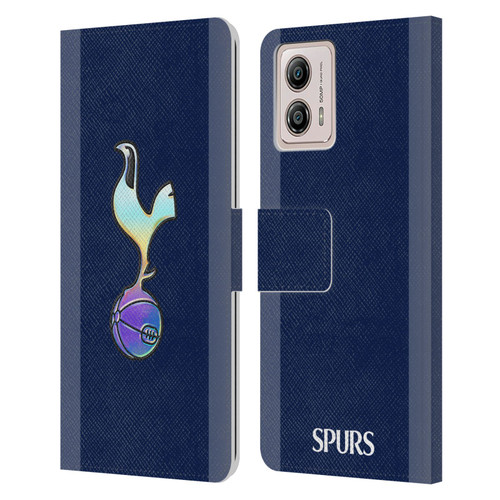 Tottenham Hotspur F.C. 2023/24 Badge Dark Blue and Purple Leather Book Wallet Case Cover For Motorola Moto G53 5G