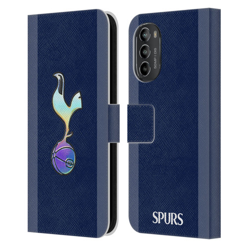 Tottenham Hotspur F.C. 2023/24 Badge Dark Blue and Purple Leather Book Wallet Case Cover For Motorola Moto G82 5G