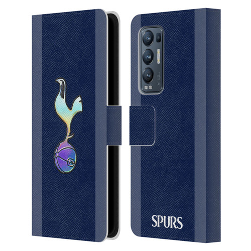 Tottenham Hotspur F.C. 2023/24 Badge Dark Blue and Purple Leather Book Wallet Case Cover For OPPO Find X3 Neo / Reno5 Pro+ 5G