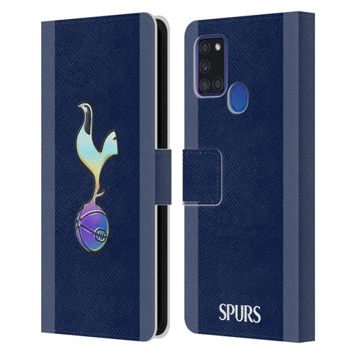Tottenham Hotspur F.C. 2023/24 Badge Dark Blue and Purple Leather Book Wallet Case Cover For Samsung Galaxy A21s (2020)