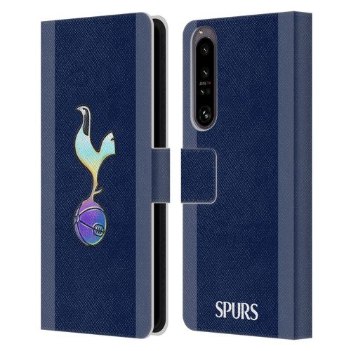 Tottenham Hotspur F.C. 2023/24 Badge Dark Blue and Purple Leather Book Wallet Case Cover For Sony Xperia 1 IV
