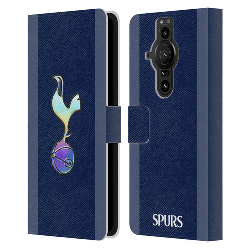 Tottenham Hotspur F.C. 2023/24 Badge Dark Blue and Purple Leather Book Wallet Case Cover For Sony Xperia Pro-I