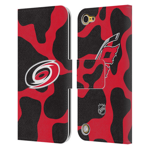 NHL Carolina Hurricanes Cow Pattern Leather Book Wallet Case Cover For Apple iPod Touch 5G 5th Gen