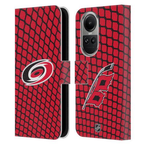 NHL Carolina Hurricanes Net Pattern Leather Book Wallet Case Cover For OPPO Reno10 5G / Reno10 Pro 5G