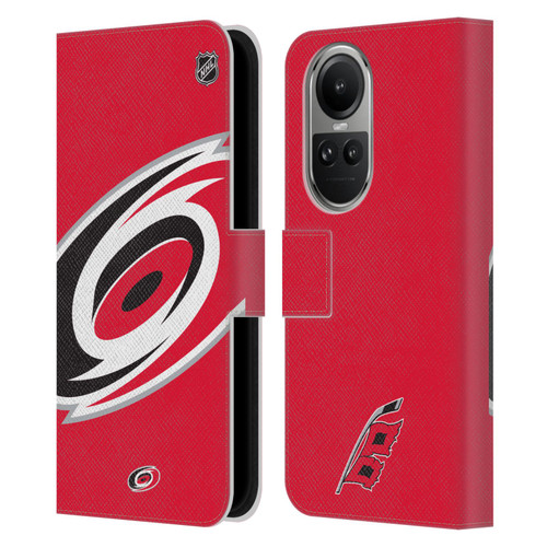 NHL Carolina Hurricanes Oversized Leather Book Wallet Case Cover For OPPO Reno10 5G / Reno10 Pro 5G