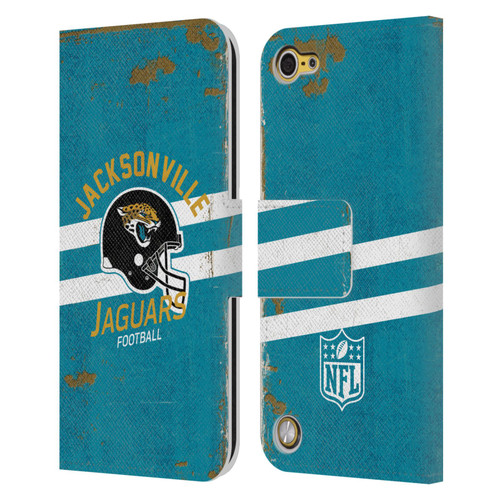 NFL Jacksonville Jaguars Logo Art Helmet Distressed Leather Book Wallet Case Cover For Apple iPod Touch 5G 5th Gen