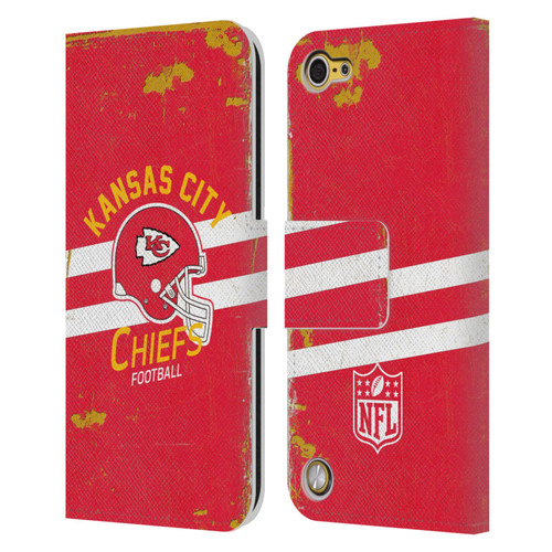 NFL Kansas City Chiefs Logo Art Helmet Distressed Leather Book Wallet Case Cover For Apple iPod Touch 5G 5th Gen