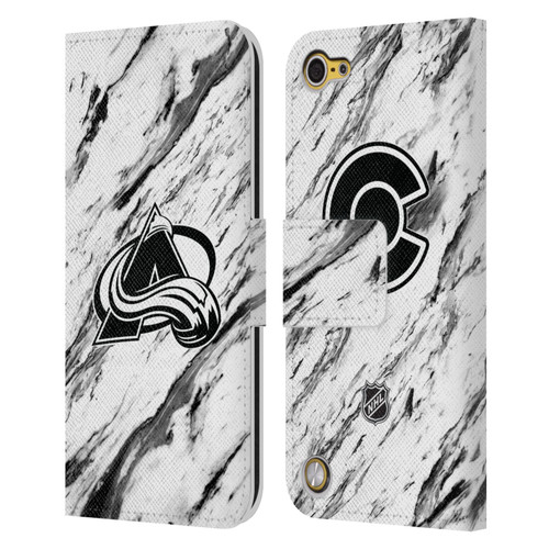 NHL Colorado Avalanche Marble Leather Book Wallet Case Cover For Apple iPod Touch 5G 5th Gen
