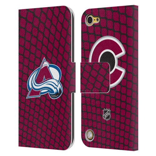 NHL Colorado Avalanche Net Pattern Leather Book Wallet Case Cover For Apple iPod Touch 5G 5th Gen