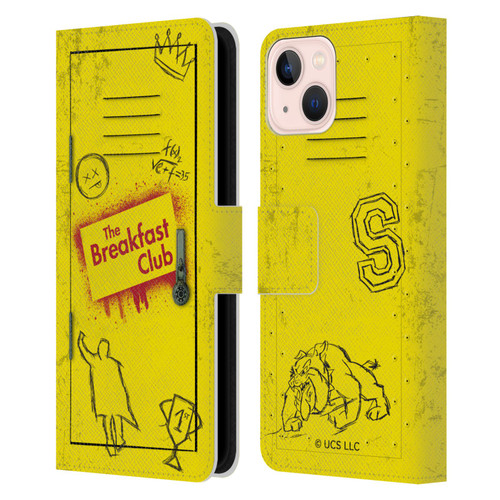 The Breakfast Club Graphics Yellow Locker Leather Book Wallet Case Cover For Apple iPhone 13