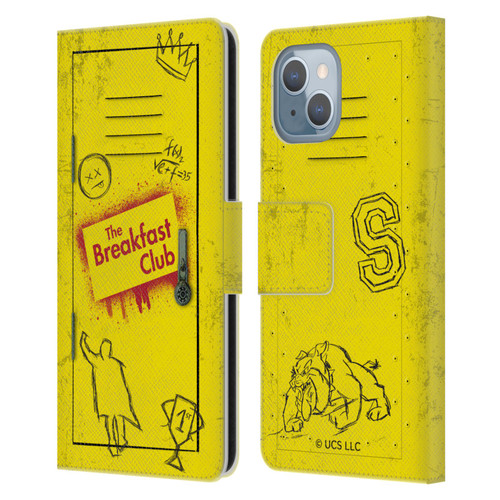 The Breakfast Club Graphics Yellow Locker Leather Book Wallet Case Cover For Apple iPhone 14
