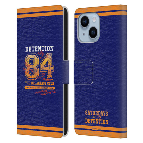 The Breakfast Club Graphics Detention 84 Leather Book Wallet Case Cover For Apple iPhone 14 Plus