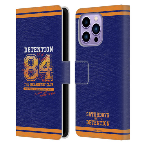 The Breakfast Club Graphics Detention 84 Leather Book Wallet Case Cover For Apple iPhone 14 Pro Max