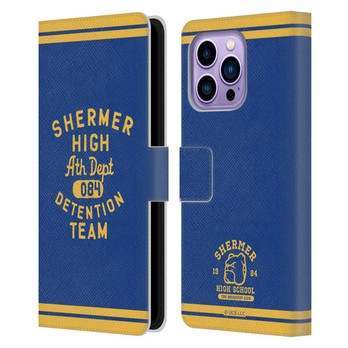 The Breakfast Club Graphics Shermer High Ath Depth Leather Book Wallet Case Cover For Apple iPhone 14 Pro Max