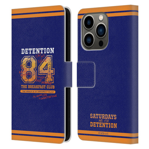 The Breakfast Club Graphics Detention 84 Leather Book Wallet Case Cover For Apple iPhone 14 Pro