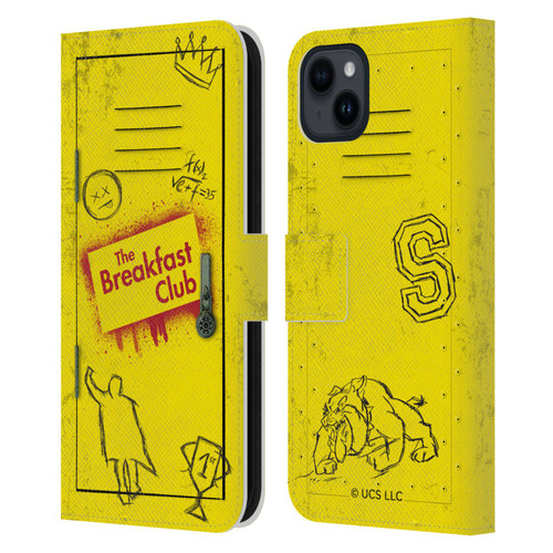 The Breakfast Club Graphics Yellow Locker Leather Book Wallet Case Cover For Apple iPhone 15 Plus