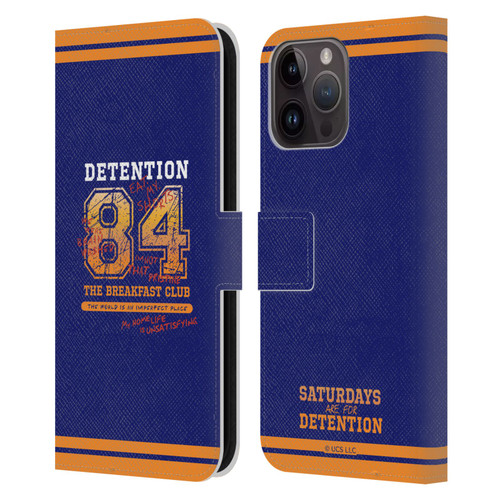 The Breakfast Club Graphics Detention 84 Leather Book Wallet Case Cover For Apple iPhone 15 Pro Max