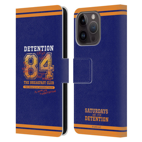The Breakfast Club Graphics Detention 84 Leather Book Wallet Case Cover For Apple iPhone 15 Pro