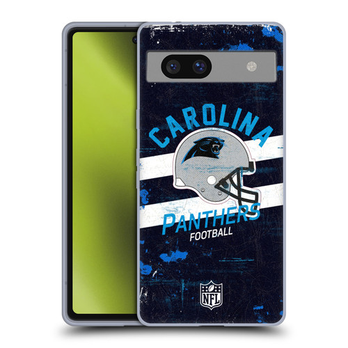NFL Carolina Panthers Logo Art Helmet Distressed Soft Gel Case for Google Pixel 7a
