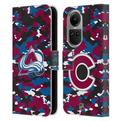 NHL Colorado Avalanche Camouflage Leather Book Wallet Case Cover For OPPO Reno10 5G / Reno10 Pro 5G