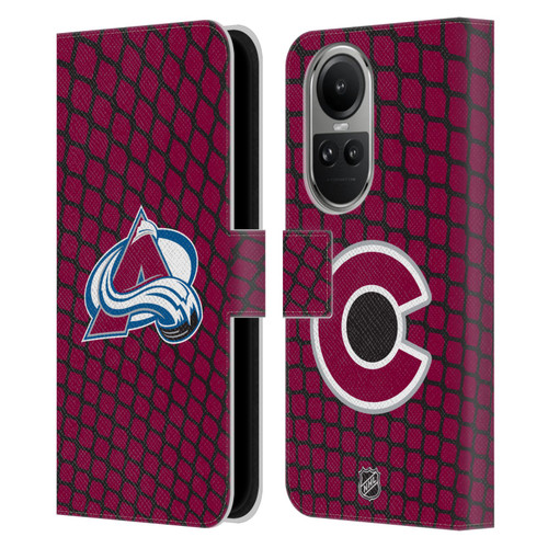 NHL Colorado Avalanche Net Pattern Leather Book Wallet Case Cover For OPPO Reno10 5G / Reno10 Pro 5G