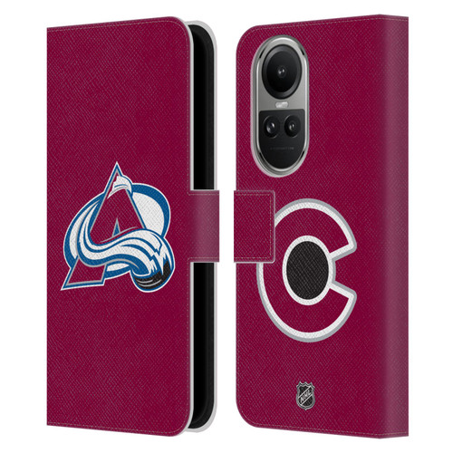 NHL Colorado Avalanche Plain Leather Book Wallet Case Cover For OPPO Reno10 5G / Reno10 Pro 5G