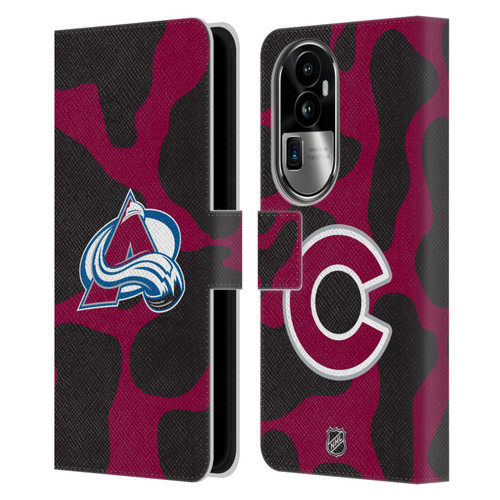 NHL Colorado Avalanche Cow Pattern Leather Book Wallet Case Cover For OPPO Reno10 Pro+