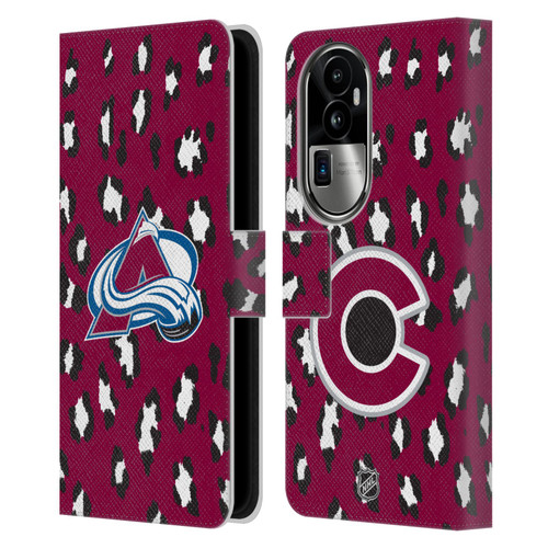 NHL Colorado Avalanche Leopard Patten Leather Book Wallet Case Cover For OPPO Reno10 Pro+