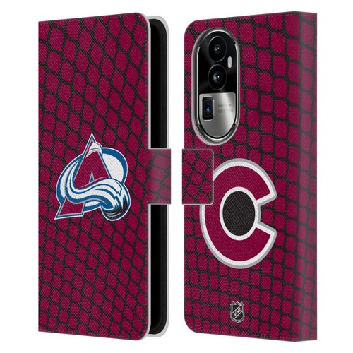 NHL Colorado Avalanche Net Pattern Leather Book Wallet Case Cover For OPPO Reno10 Pro+