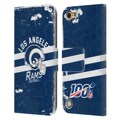 NFL Los Angeles Rams Logo Art Helmet Distressed Look 100th Leather Book Wallet Case Cover For Apple iPod Touch 5G 5th Gen