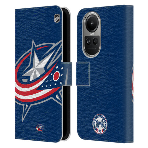 NHL Columbus Blue Jackets Oversized Leather Book Wallet Case Cover For OPPO Reno10 5G / Reno10 Pro 5G