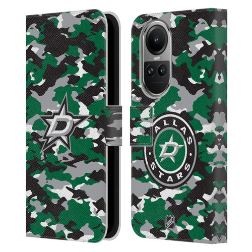 NHL Dallas Stars Camouflage Leather Book Wallet Case Cover For OPPO Reno10 5G / Reno10 Pro 5G