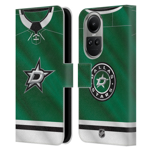 NHL Dallas Stars Jersey Leather Book Wallet Case Cover For OPPO Reno10 5G / Reno10 Pro 5G