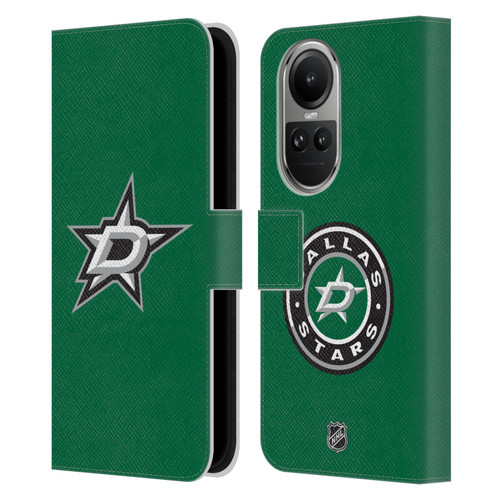 NHL Dallas Stars Plain Leather Book Wallet Case Cover For OPPO Reno10 5G / Reno10 Pro 5G