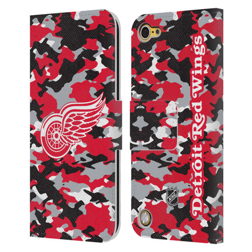 NHL Detroit Red Wings Camouflage Leather Book Wallet Case Cover For Apple iPod Touch 5G 5th Gen