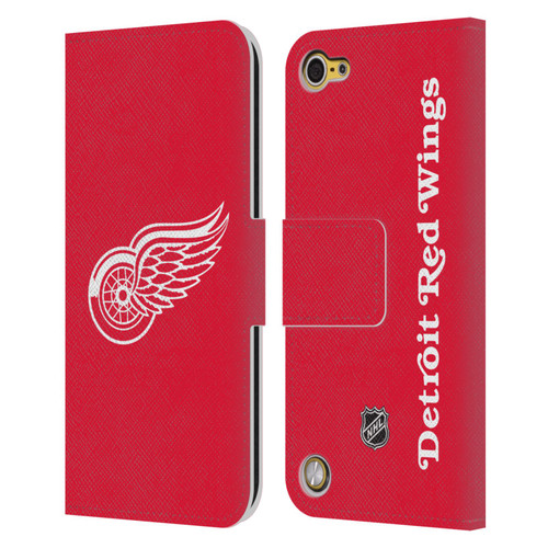 NHL Detroit Red Wings Plain Leather Book Wallet Case Cover For Apple iPod Touch 5G 5th Gen