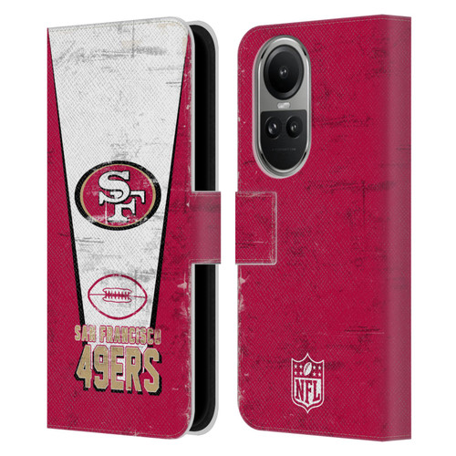 NFL San Francisco 49ers Logo Art Banner Leather Book Wallet Case Cover For OPPO Reno10 5G / Reno10 Pro 5G