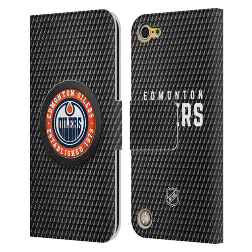 NHL Edmonton Oilers Puck Texture Leather Book Wallet Case Cover For Apple iPod Touch 5G 5th Gen