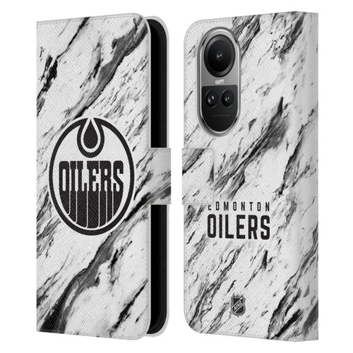 NHL Edmonton Oilers Marble Leather Book Wallet Case Cover For OPPO Reno10 5G / Reno10 Pro 5G