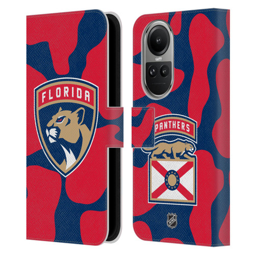 NHL Florida Panthers Cow Pattern Leather Book Wallet Case Cover For OPPO Reno10 5G / Reno10 Pro 5G